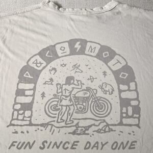 P&co Fun Since Day One Heavyweight Cream Skull Motorcycle T-Shirt Size XXL Mens